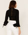 Revel Women's Tie Front Crop Top, Black, hi-res