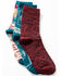 Shyanne Women's Multicolored Patchwork Paisley 3-Pack Crew Socks , Multi, hi-res