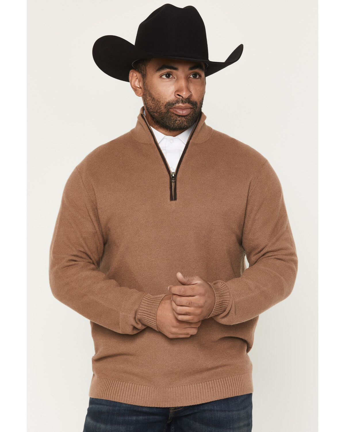 Image #1 - Cody James Black 1978® Men's Parker Solid 1/4 Zip Pullover Sweater, Camel, hi-res