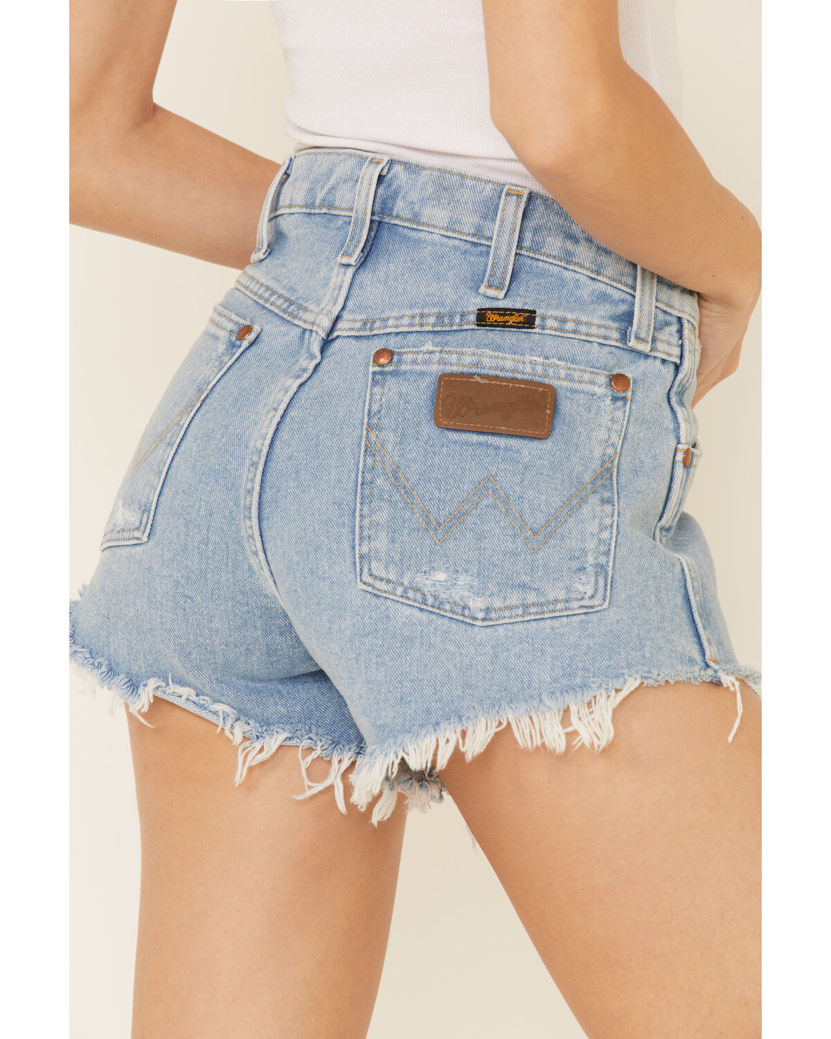 Image #4 - Wrangler Modern Women's High Rise Denim Reworked Shorts, Blue, hi-res