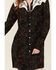 Image #3 - Panhandle Women's Floral Print Embroidered Long Sleeve Snap Western Mini Dress, Black, hi-res