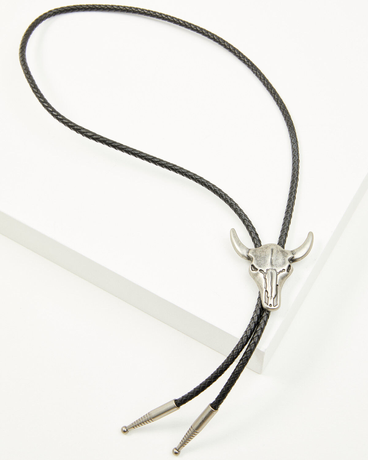 Image #2 - Cody James Men's Austin Antique Silver Steer Head Bolo Tie, Silver, hi-res