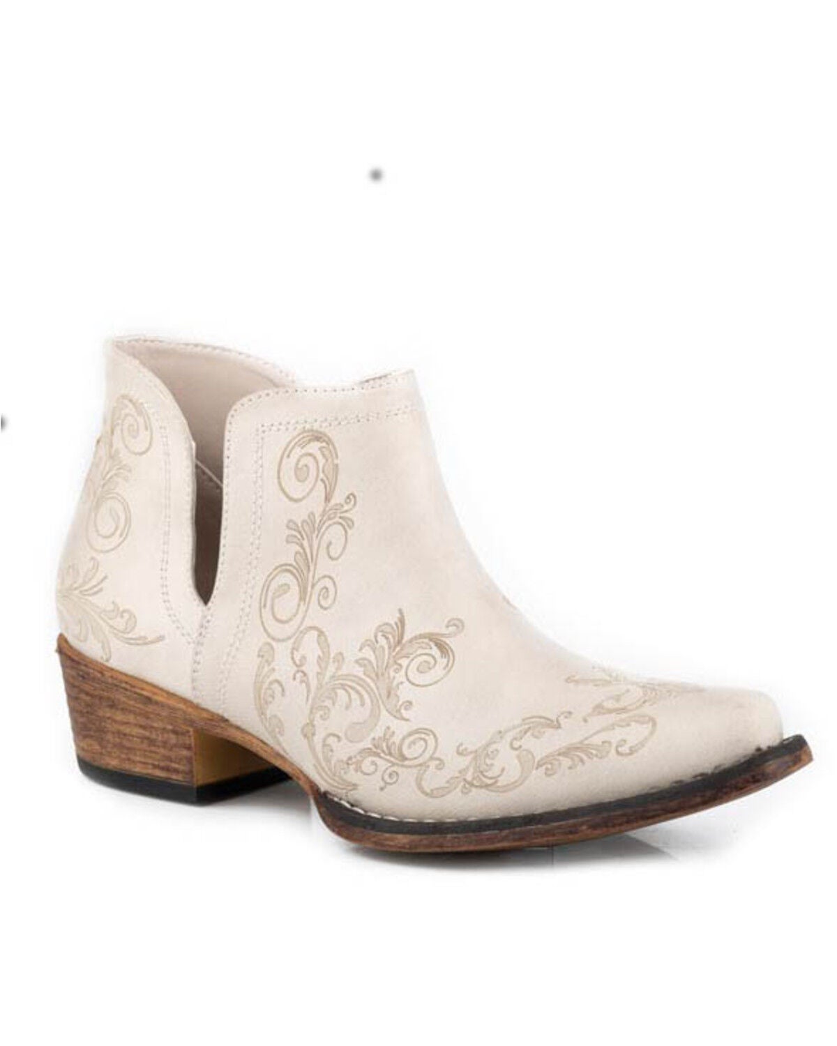 Roper Women's Ava Western Booties - Snip Toe, White, hi-res