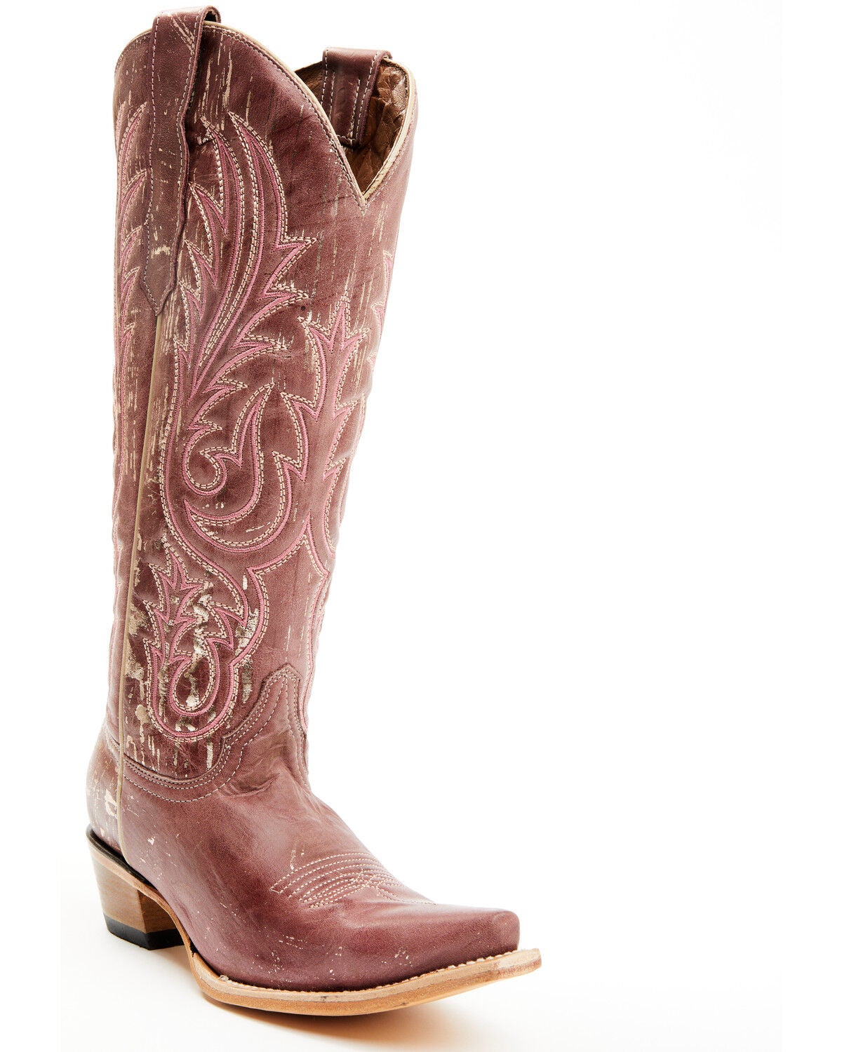 Circle G Women's Embroidered Tall Western Boots - Snip Toe, Pink, hi-res