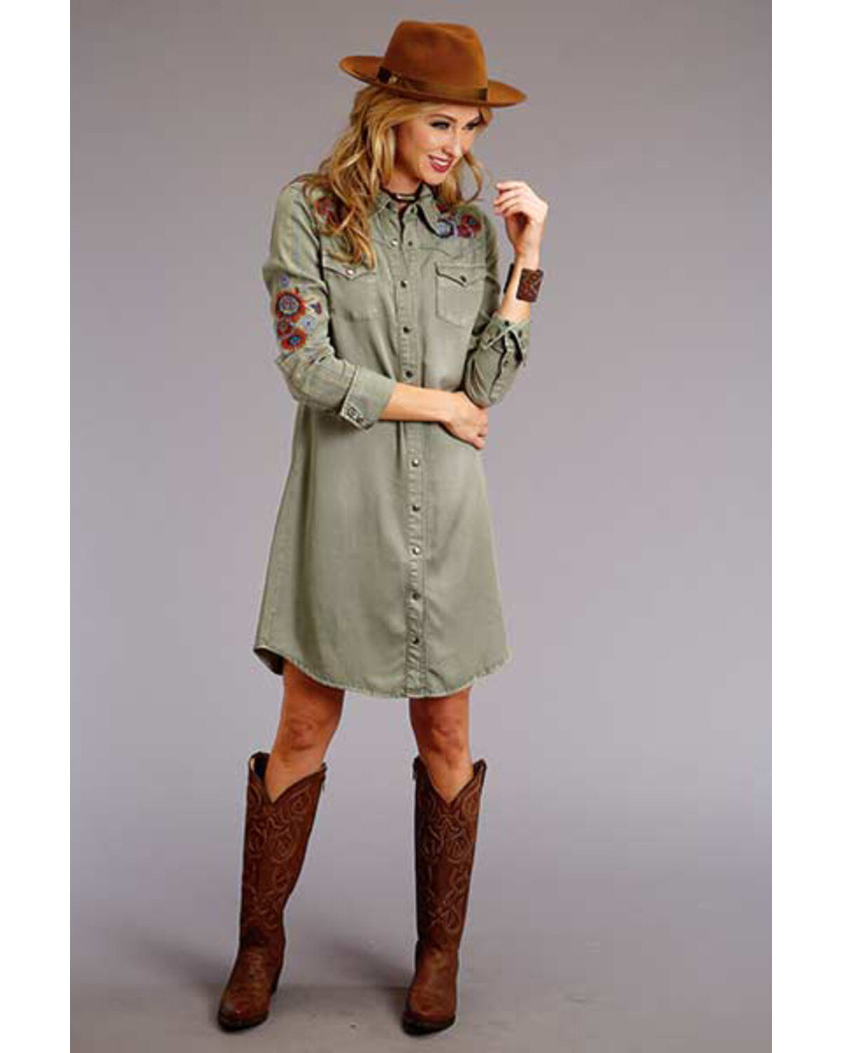 olive shirt dress