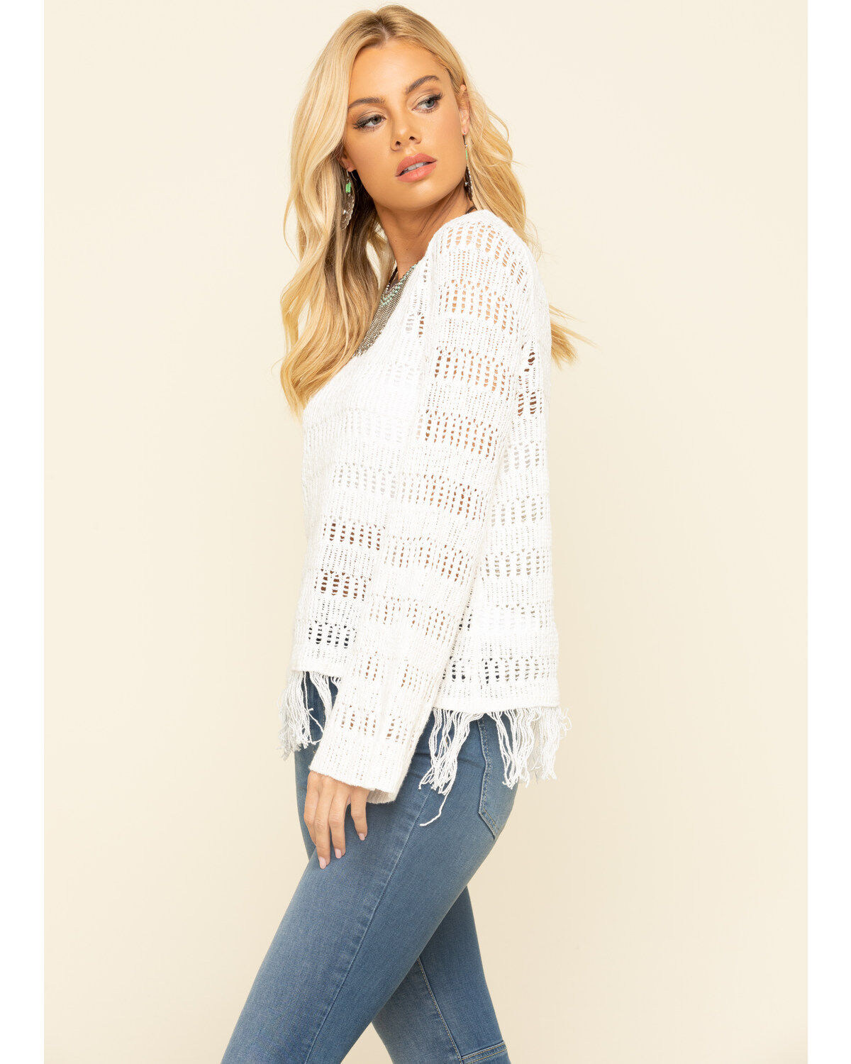 Image #3 - Wrangler Women's Ivory Crochet Pullover Top, , hi-res