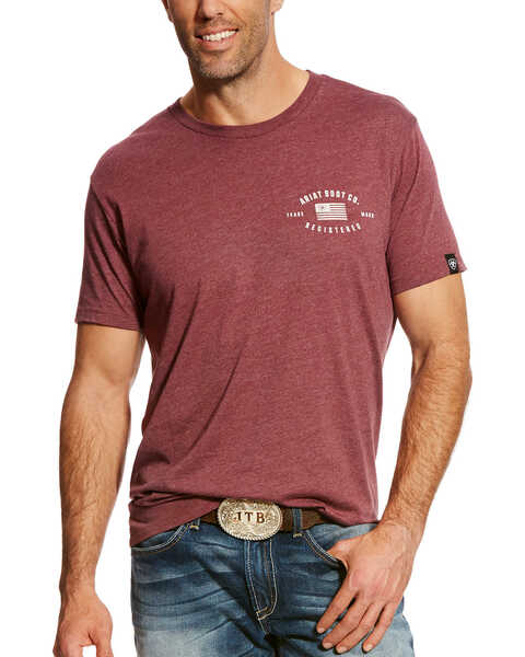Ariat Men's USA Registered Short Sleeve Graphic T-Shirt, Burgundy, hi-res