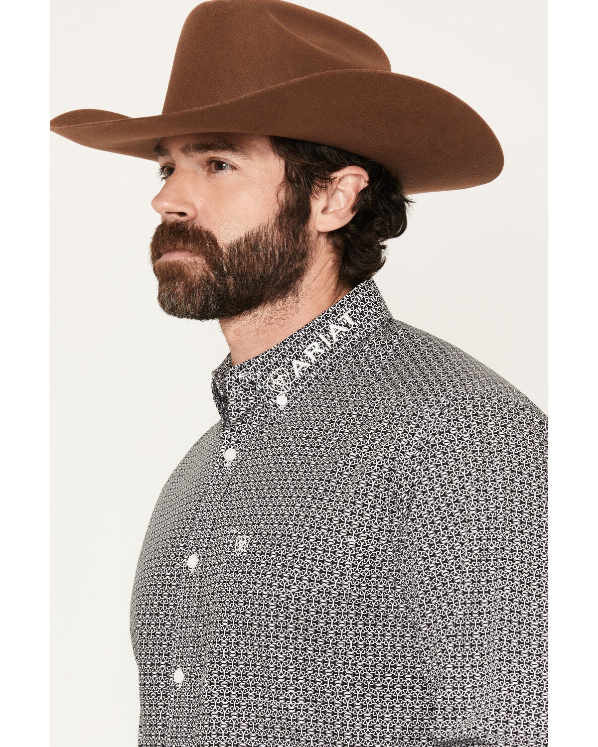 Image #2 - Ariat Men's Team Dawson Geo Print Long Sleeve Button-Down Western Shirt, Black, hi-res