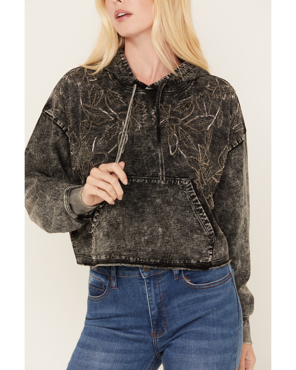 Image #2 - Idyllwind Women's Jensen Embroidered Hoodie, Charcoal, hi-res