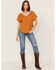 Image #2 - Talisman Women's Flutterby Blutterfly Lace Short Sleeve Top, Orange, hi-res