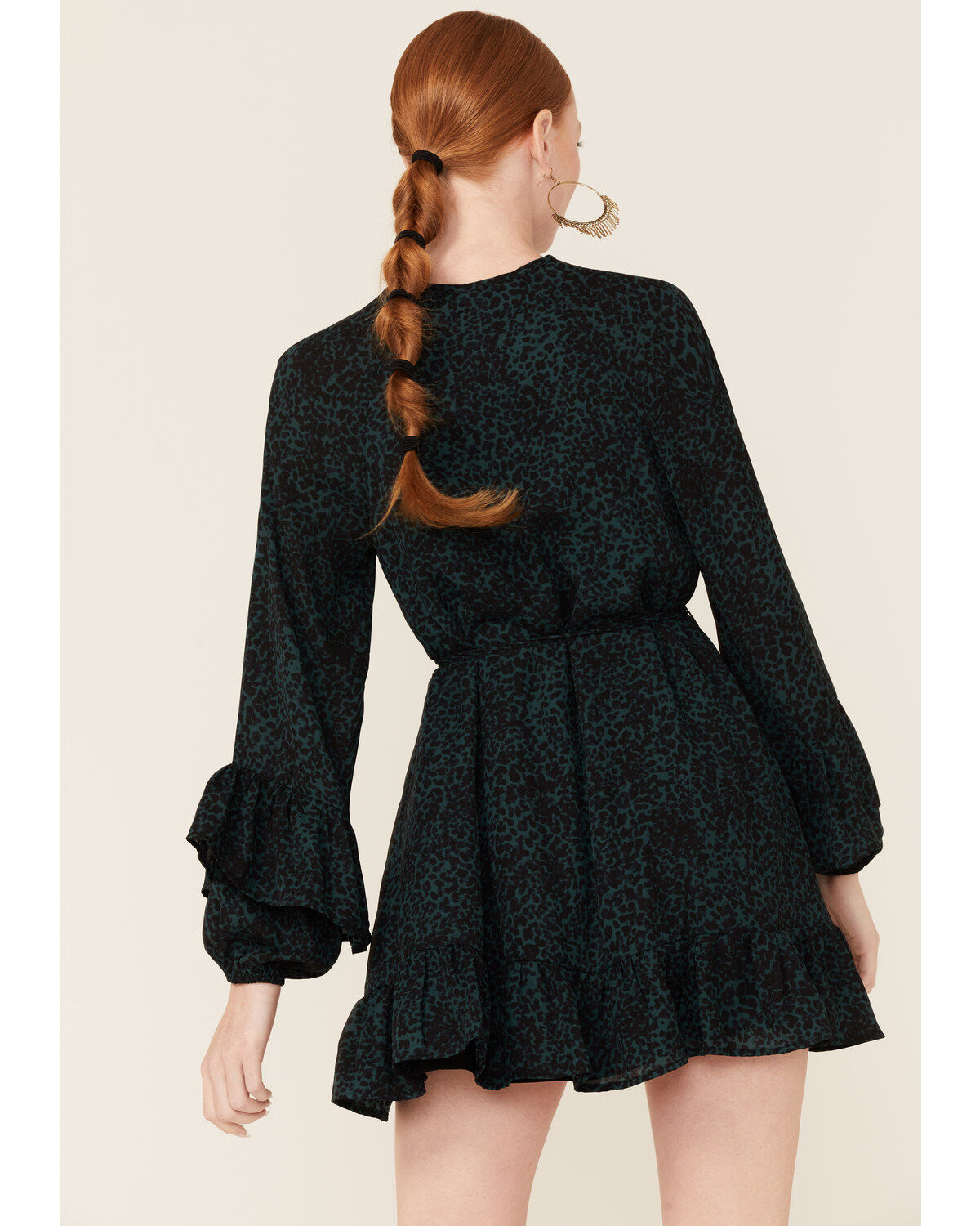 Image #4 - Shyanne Women's Green Animal Print A-Line Mini Dress, Dark Green, hi-res