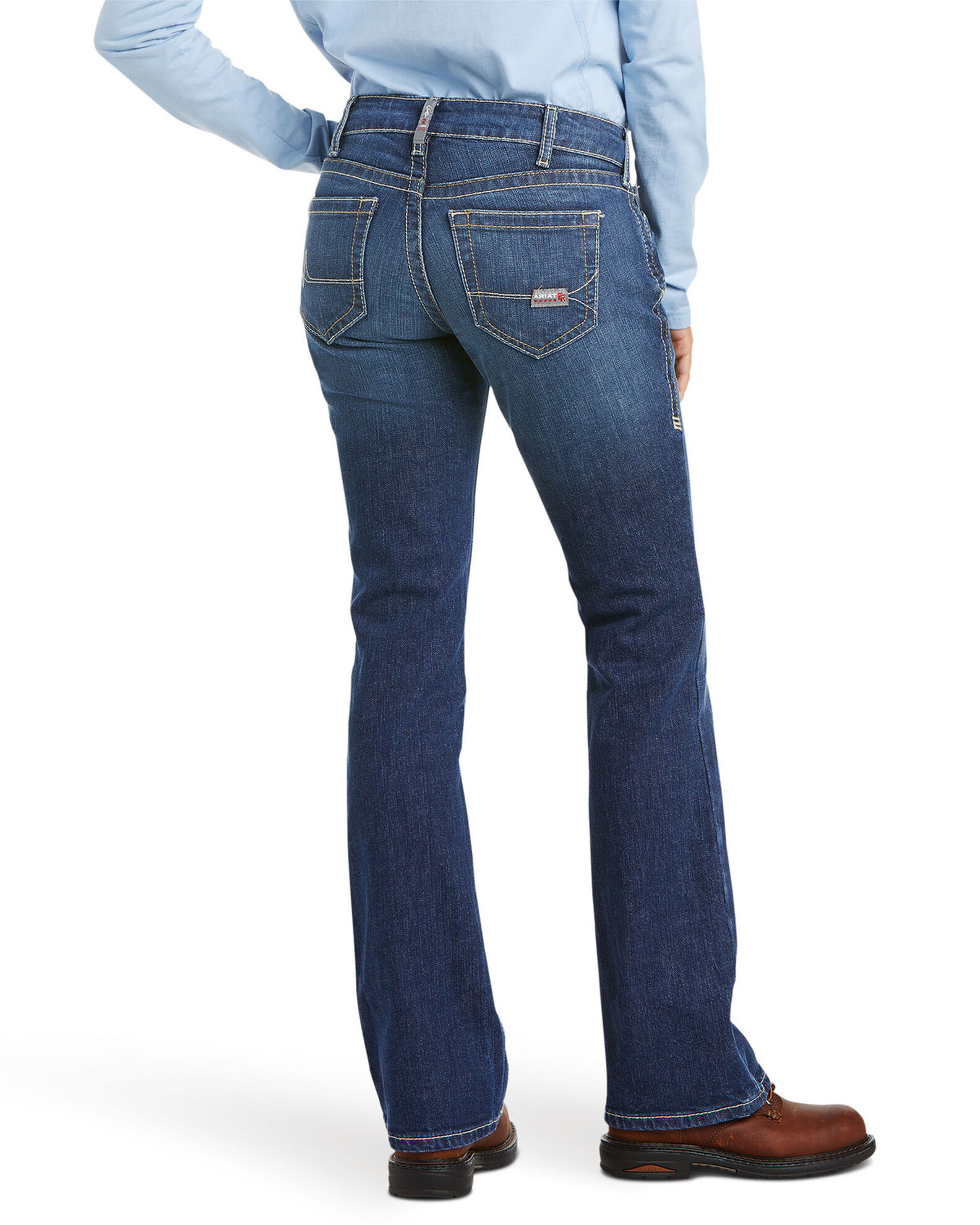Image #5 - Ariat Women's Mid Rise Flame Resistant Boot Cut Jeans, Denim, hi-res