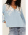 Image #3 - Roper Women's Denim Lace Embroidered Floral Peasant Top, Blue, hi-res