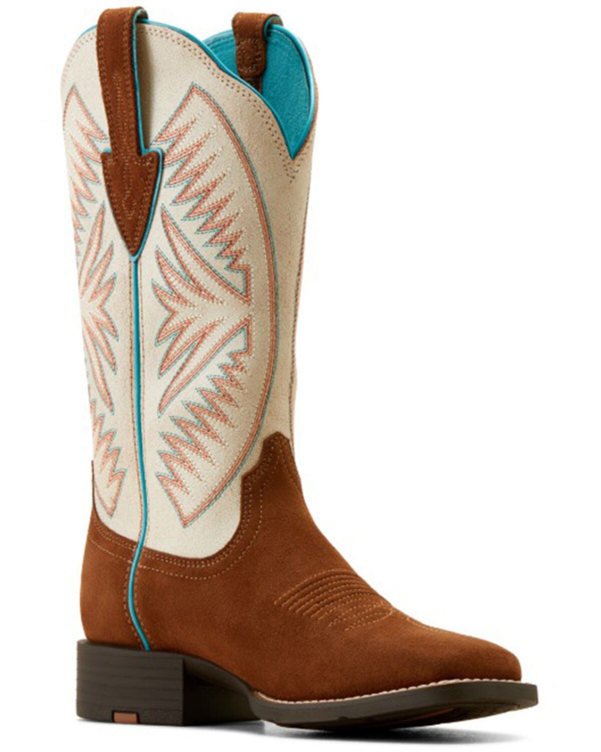 Ariat Women's Round Up Ruidoso Roughout Performance Western Boots - Broad Square Toe, Brown, hi-res