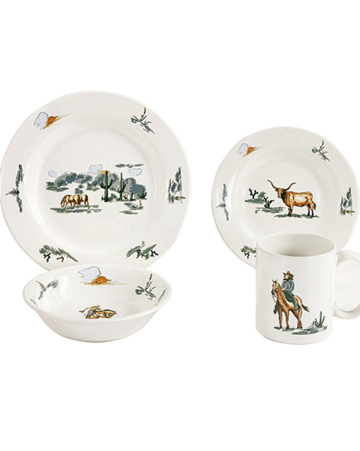HiEnd Accents Ranch Life Ceramic Dinnerware Set - 16 Piece, Multi, hi-res