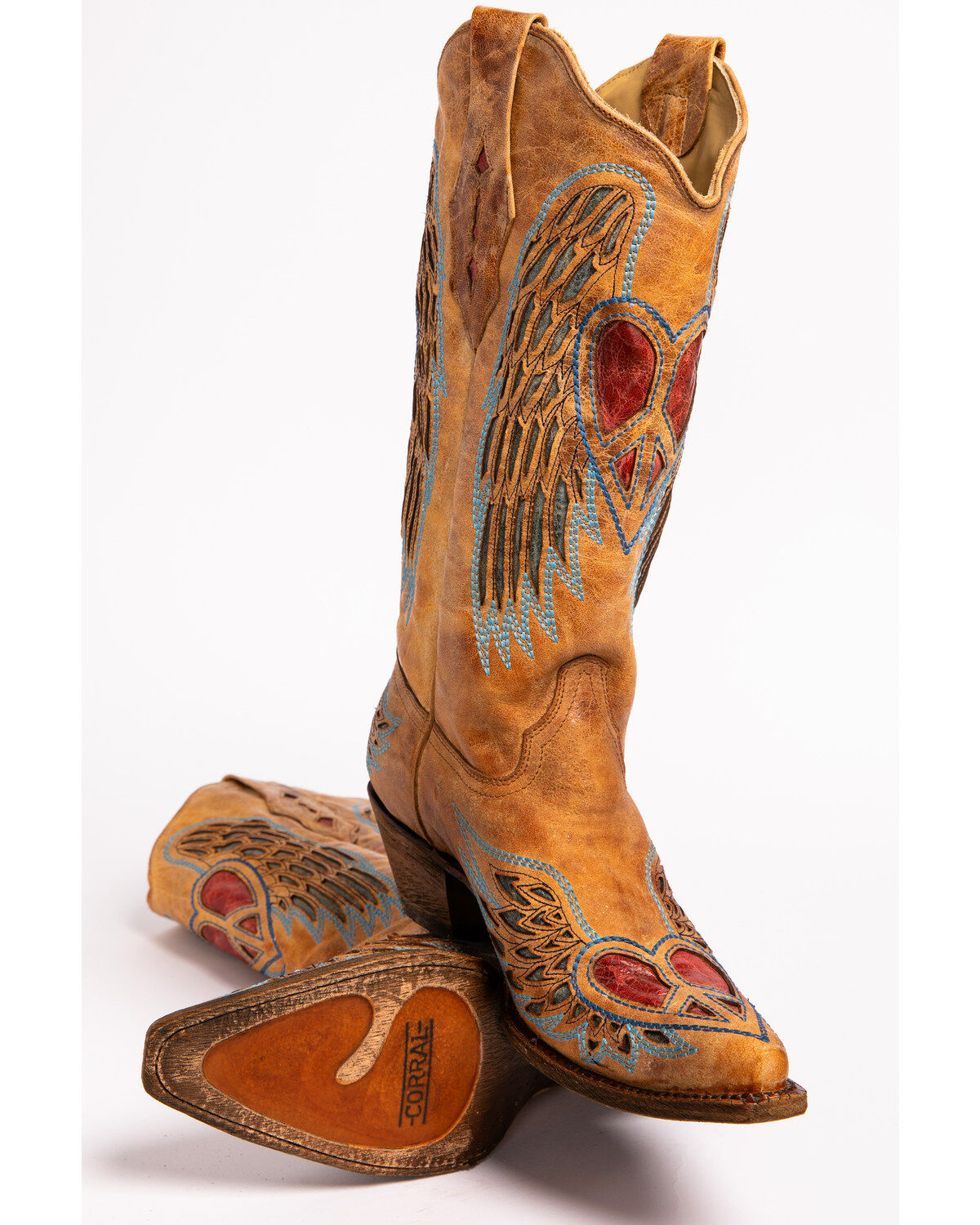 Image #5 - Corral Heart Angel Wing Cowgirl Boots - Snip Toe, , hi-res