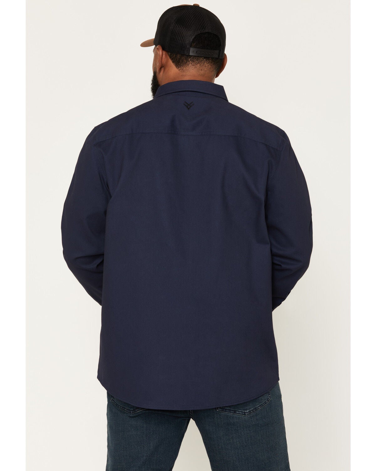 Image #4 - Hawx Men's All Out Solid Twill Long Sleeve Button-Down Work Shirt, Navy, hi-res