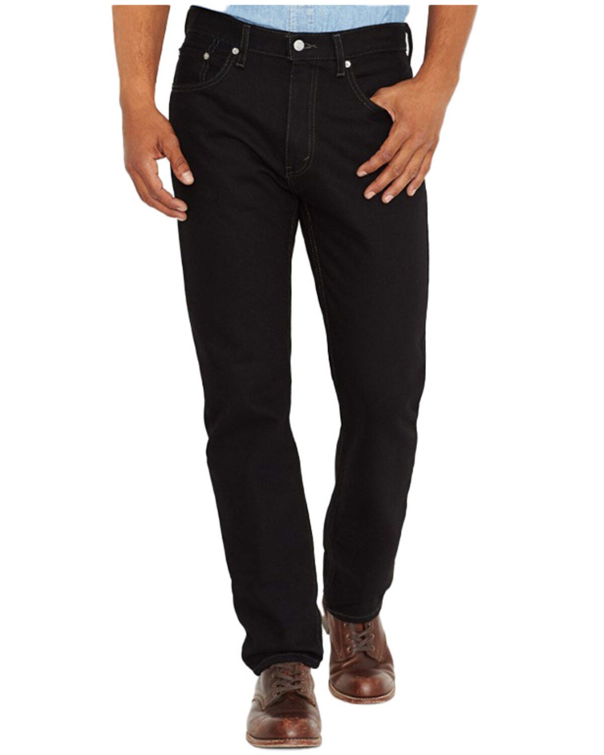 Image #1 - Levi's Men's 505 Prewashed Regular Straight Leg Denim Jeans, Black Out, hi-res