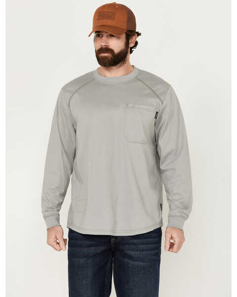 Hawx Men's FR Long Sleeve Pocket T-Shirt  - Big , Silver, hi-res
