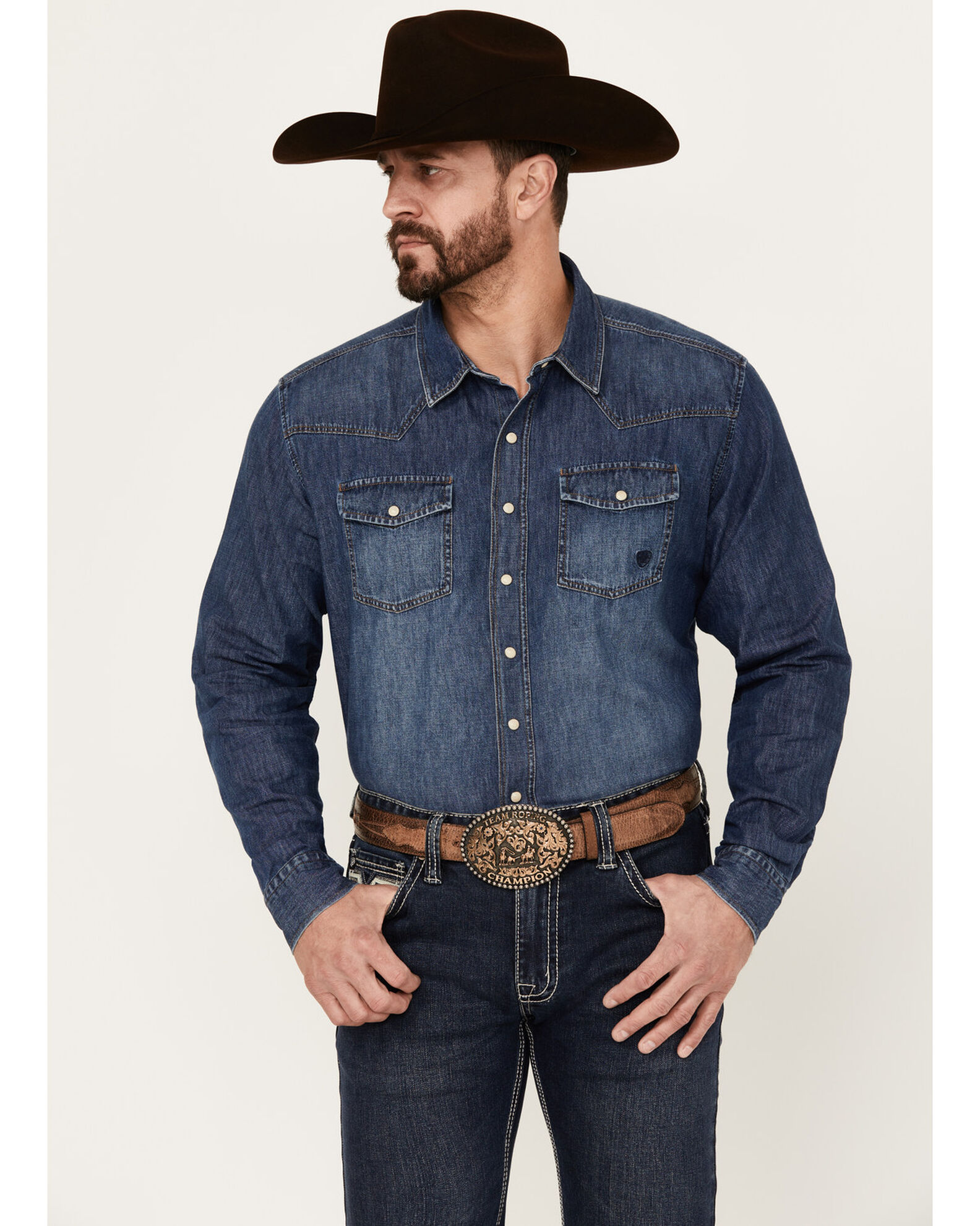 Men's Long Sleeve Western Denim Shirt