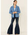 Understated Leather Women's Sunburst Leather Zip-Front Moto Jacket , Turquoise, hi-res