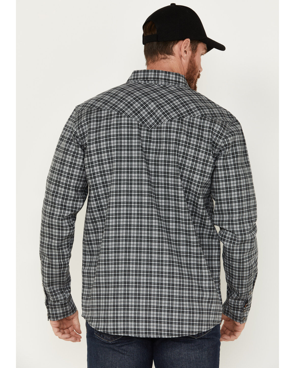 Image #4 - Cody James Men's FR Plaid Long Sleeve Snap Western Shirt, Charcoal, hi-res