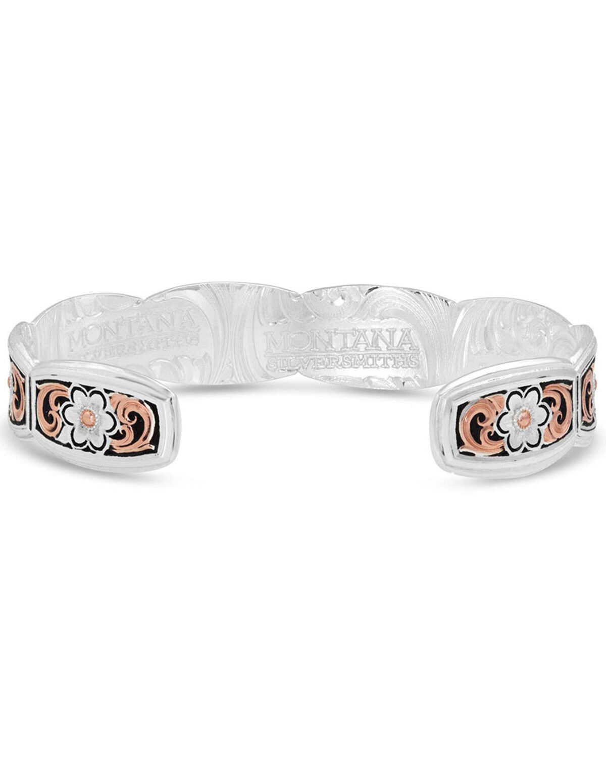 Image #2 - Montana Silversmiths Women's Classic Rose Gold Flower Swirl Cuff Bracelet, Multi, hi-res