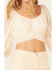 Beyond The Radar Women's Sheer Dot Puff Sleeve Crop Top, Cream, hi-res