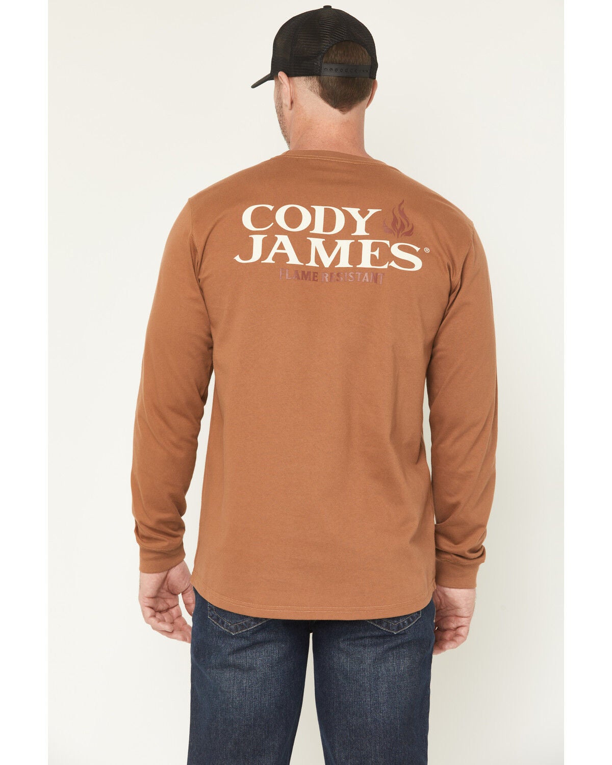 Cody James Men's FR Logo Long Sleeve Graphic Work T-Shirt, Rust Copper, hi-res