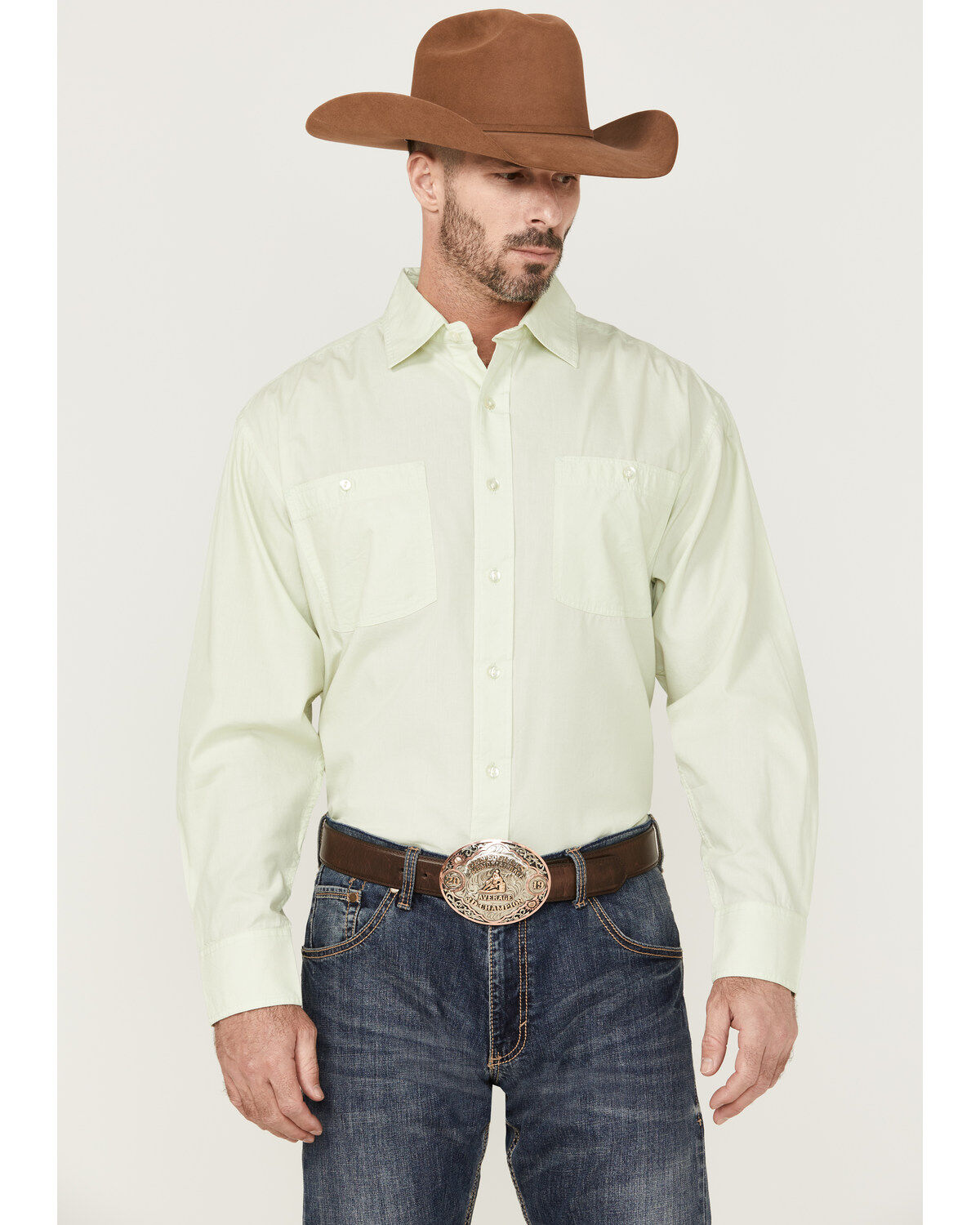 Image #1 - Resistol Men's Long Sleeve Button Down Western Shirt, Sage, hi-res