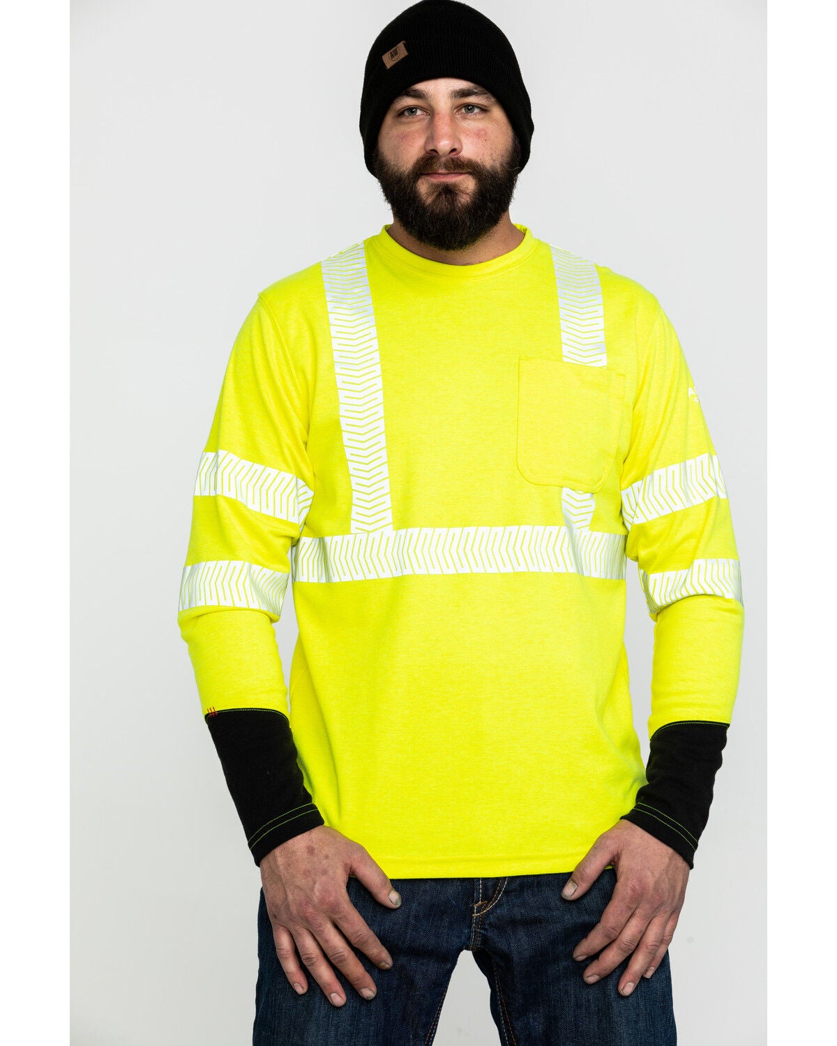 Ariat Men's FR Crew Hi-Vis Long Sleeve Work Shirt - Big, Yellow, hi-res