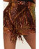 Any Old Iron Women's Sequins and Fringe Shorts, Rust Copper, hi-res