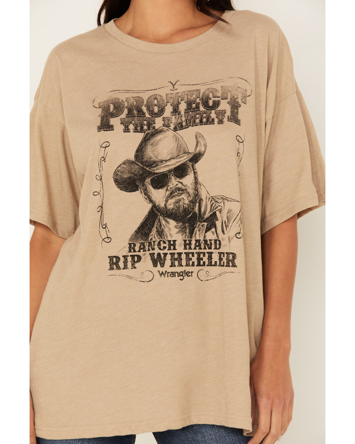 Image #3 - Wrangler Women's Yellowstone Rip Wheeler Ranch Hand Oversized Short Sleeve Graphic Tee, Grey, hi-res