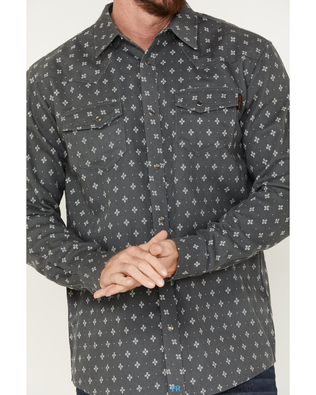 Image #3 - Cody James Men's FR Geo Print Long Sleeve Snap Work Shirt, Charcoal, hi-res