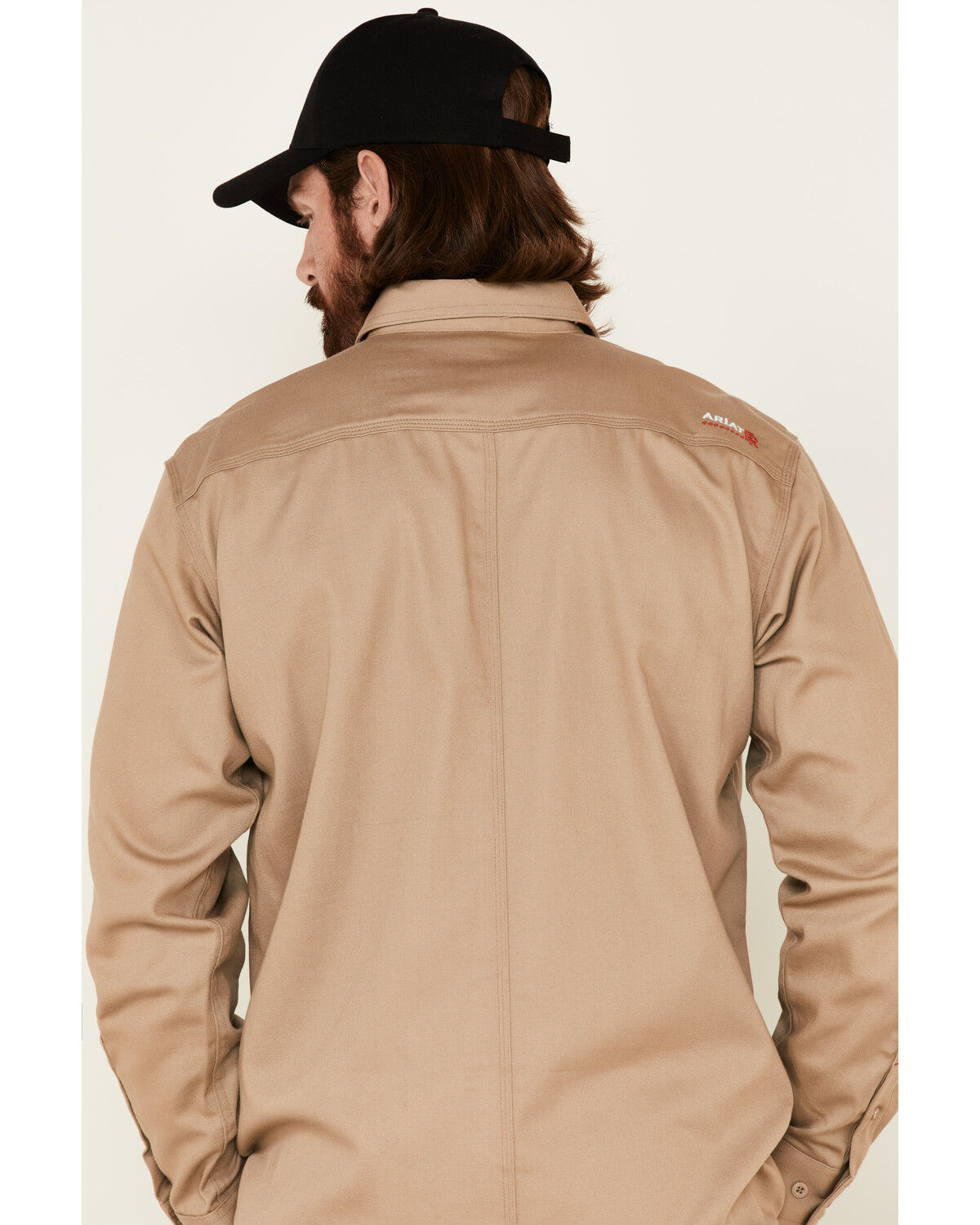 Image #5 - Ariat Men's FR Solid Twill Long Sleeve Button Down Work Shirt - Tall, Beige, hi-res