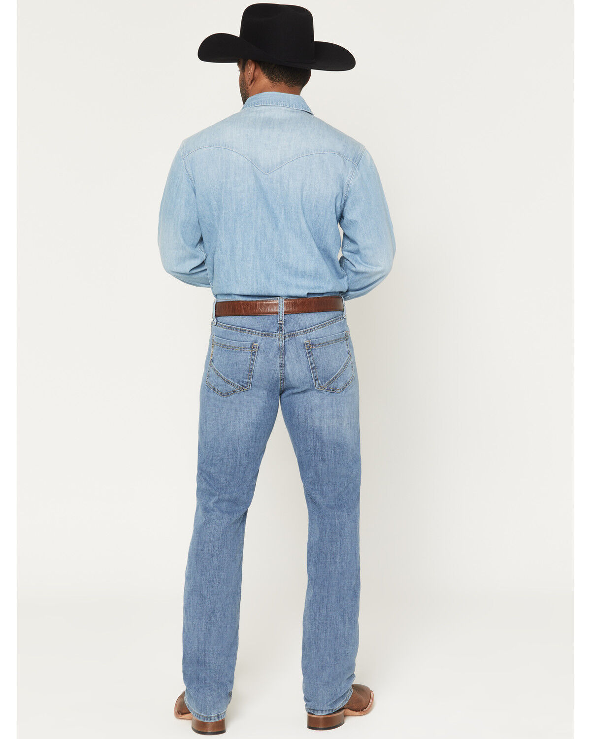 Image #3 - Cinch Men's Light Wash Ian Slim Bootcut Performance Stretch Denim Jeans, Indigo, hi-res
