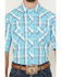 Image #3 - Wrangler Men's 20X Plaid Print Short Sleeve Snap Stretch Western Shirt - Tall, Turquoise, hi-res