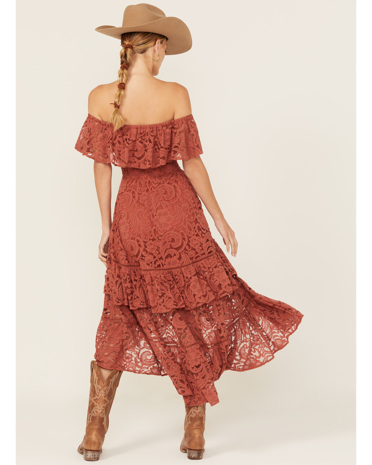 Image #4 - Shyanne Women's Lace Off The Shoulder High-Low Dress, Mauve, hi-res