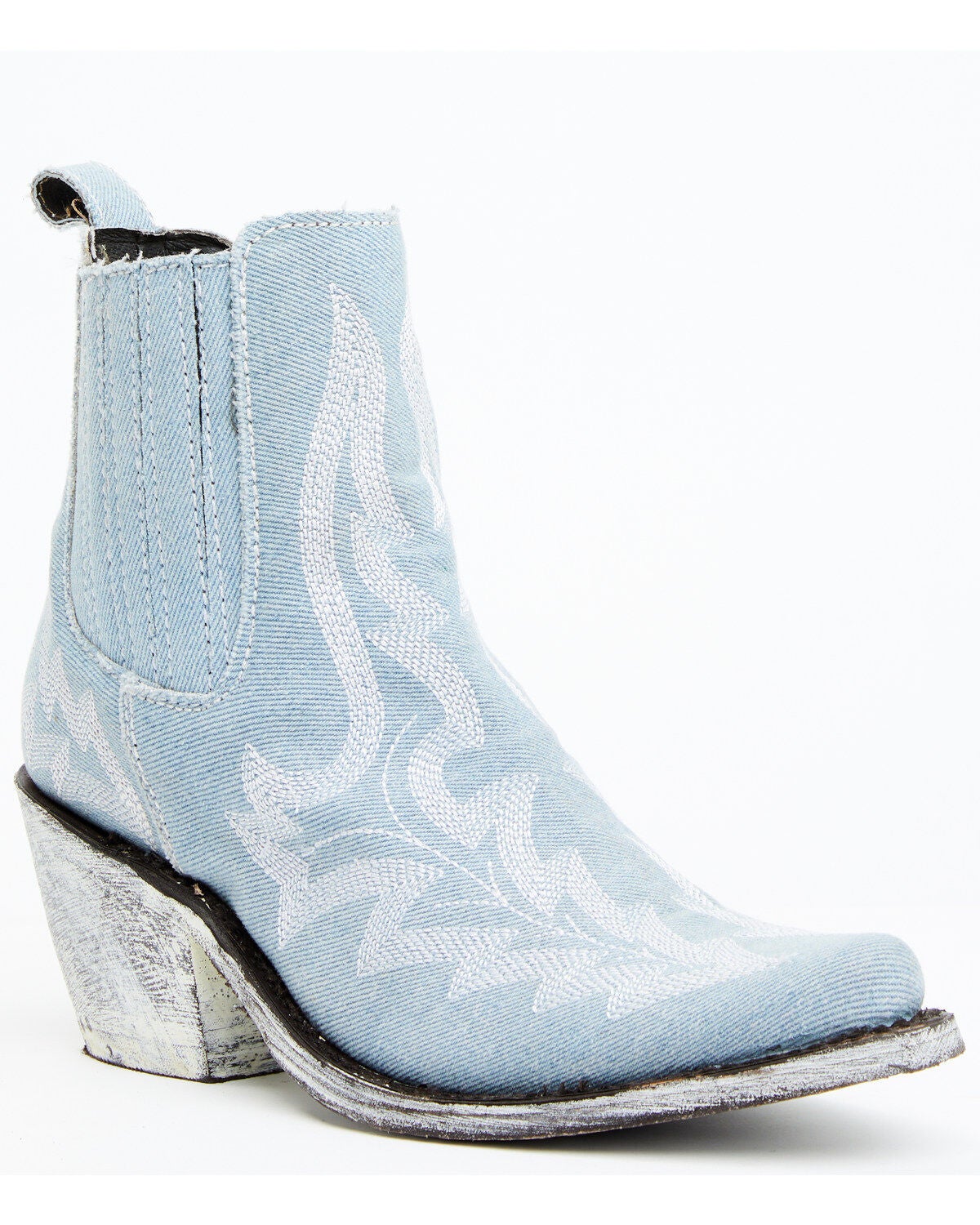 Liberty Black Women's Simone Made in Denim Western Booties - Round Toe, Light Blue, hi-res