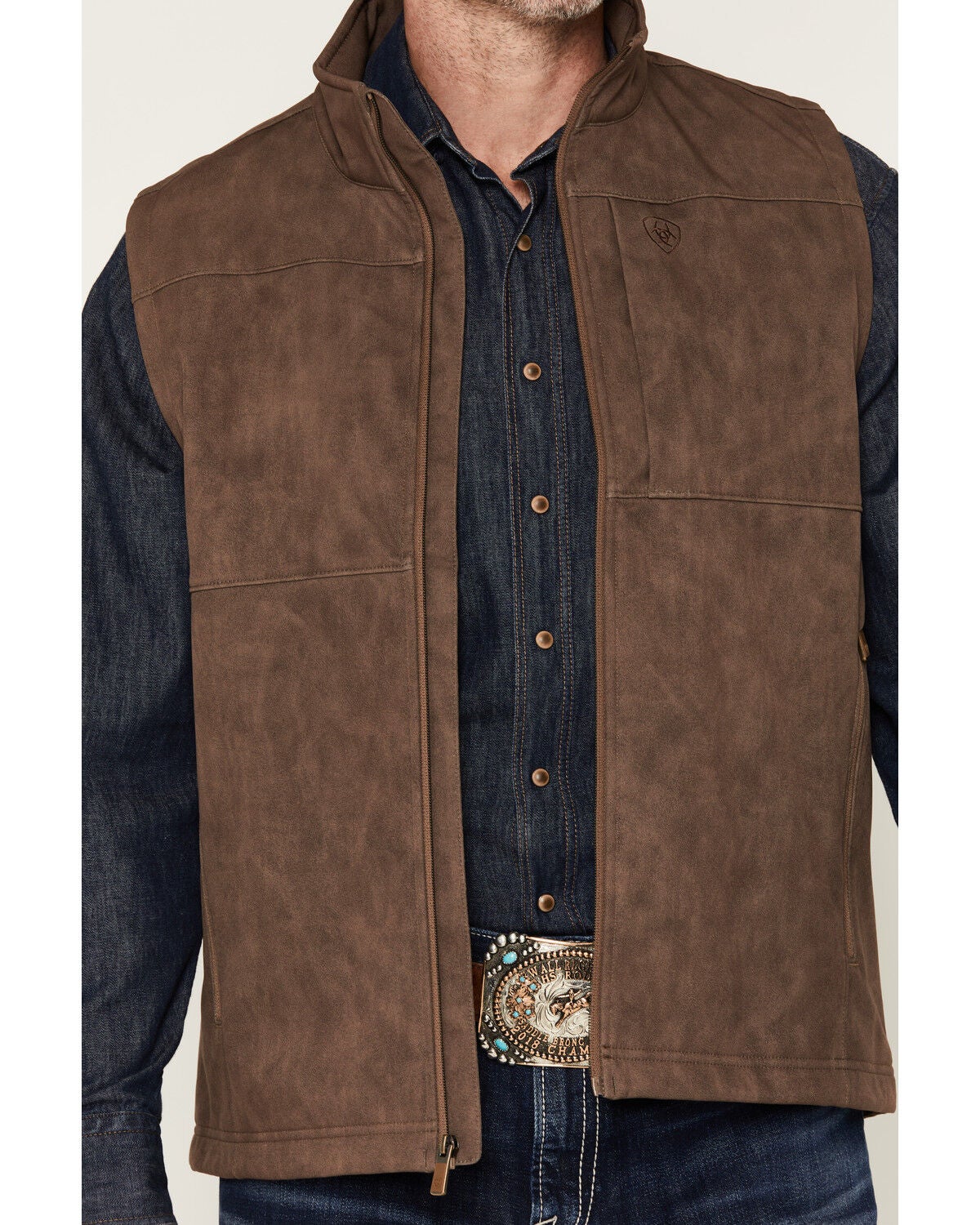 Image #3 - Ariat Men's Vernon Softshell Vest, Brown, hi-res