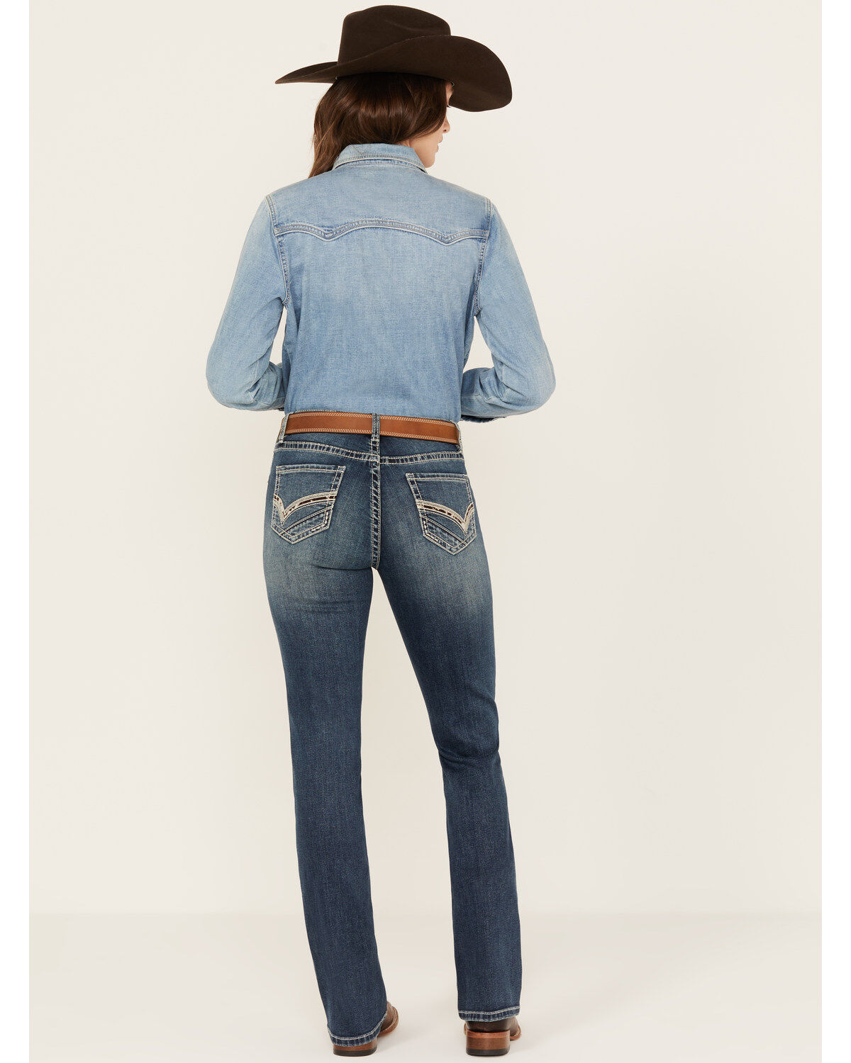 Image #3 - Panhandle Women's Medium Wash Mid Rise Stretch Riding Jeans, Medium Wash, hi-res