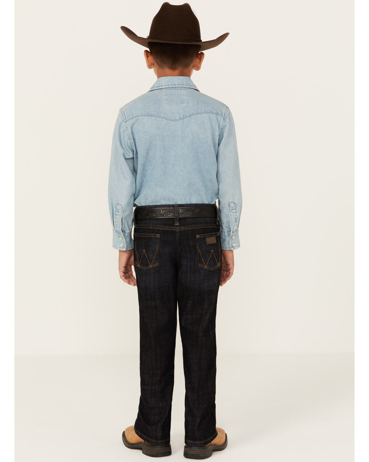Image #3 - Wrangler Retro Little Boys' Dark Wash Dax Slim Bootcut Jeans, Dark Wash, hi-res
