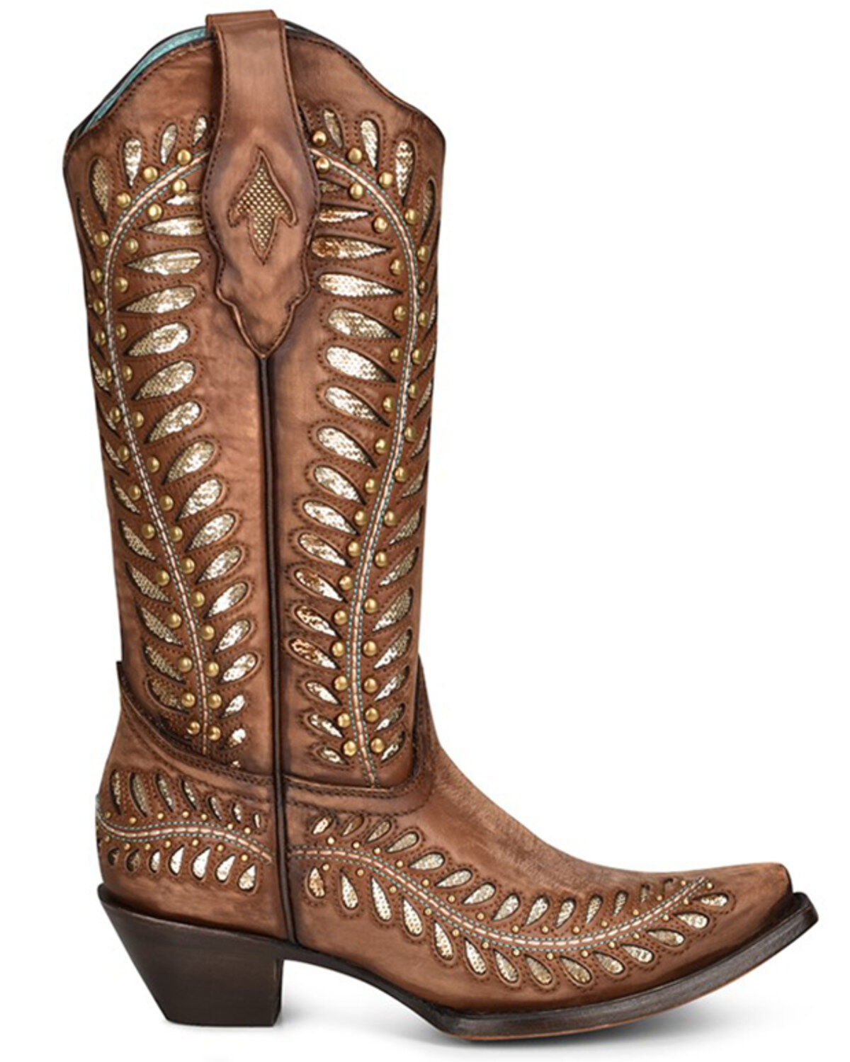 Image #2 - Corral Women's Tan Inlay Western Boots - Snip Toe, Tan, hi-res