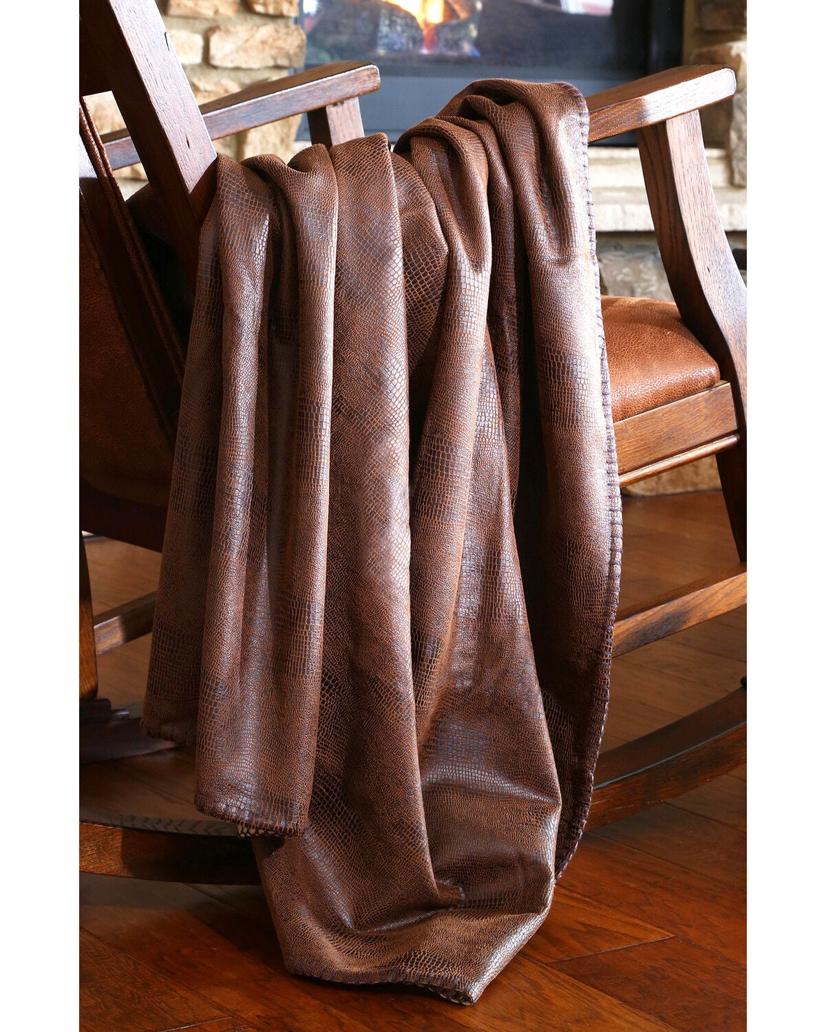 Carstens Crocodile Brown Throw Blanket, Brown, hi-res