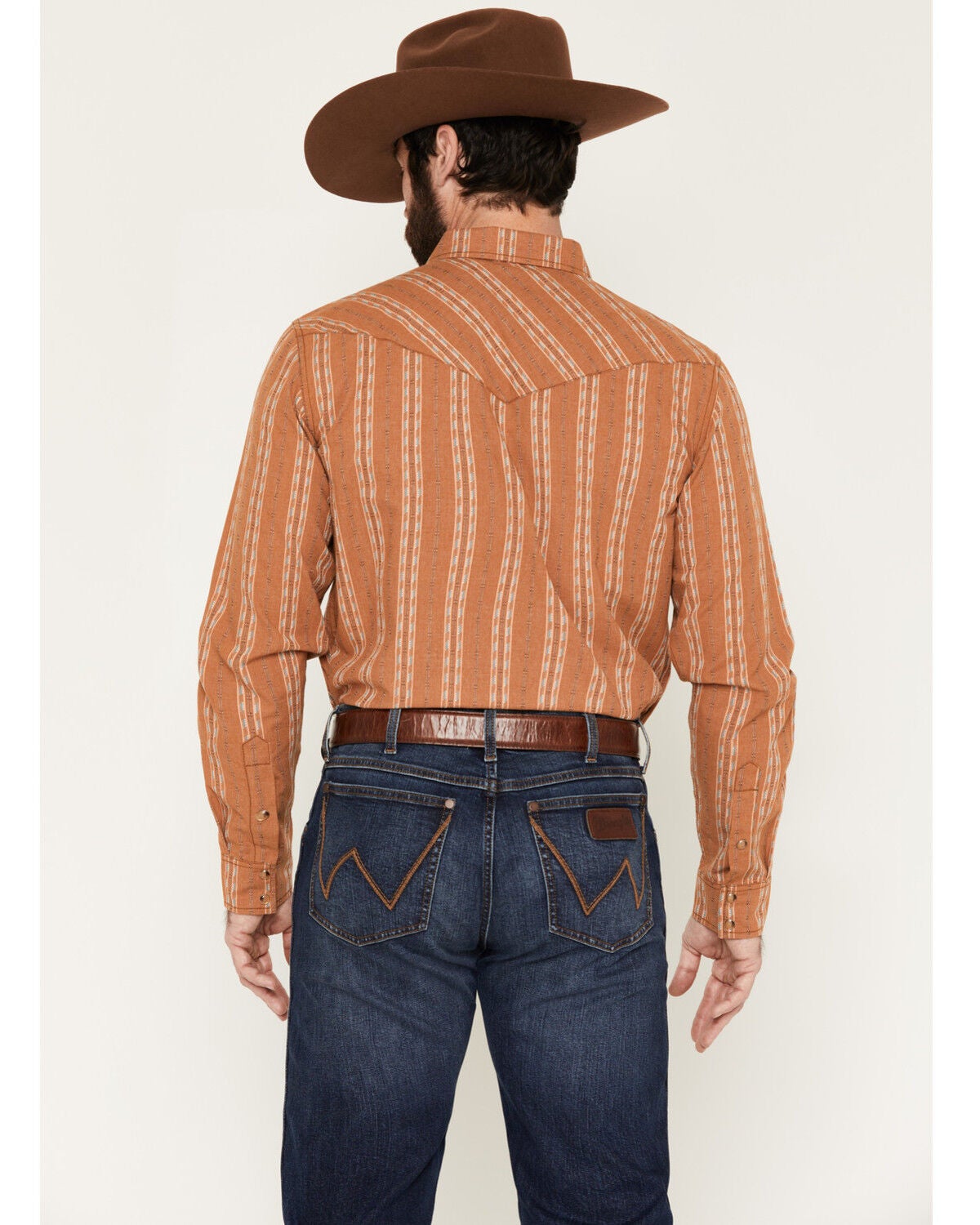Image #4 - Gibson Trading Co Men's Red Rock Striped Print Long Sleeve Snap Western Shirt - Big, Rust Copper, hi-res