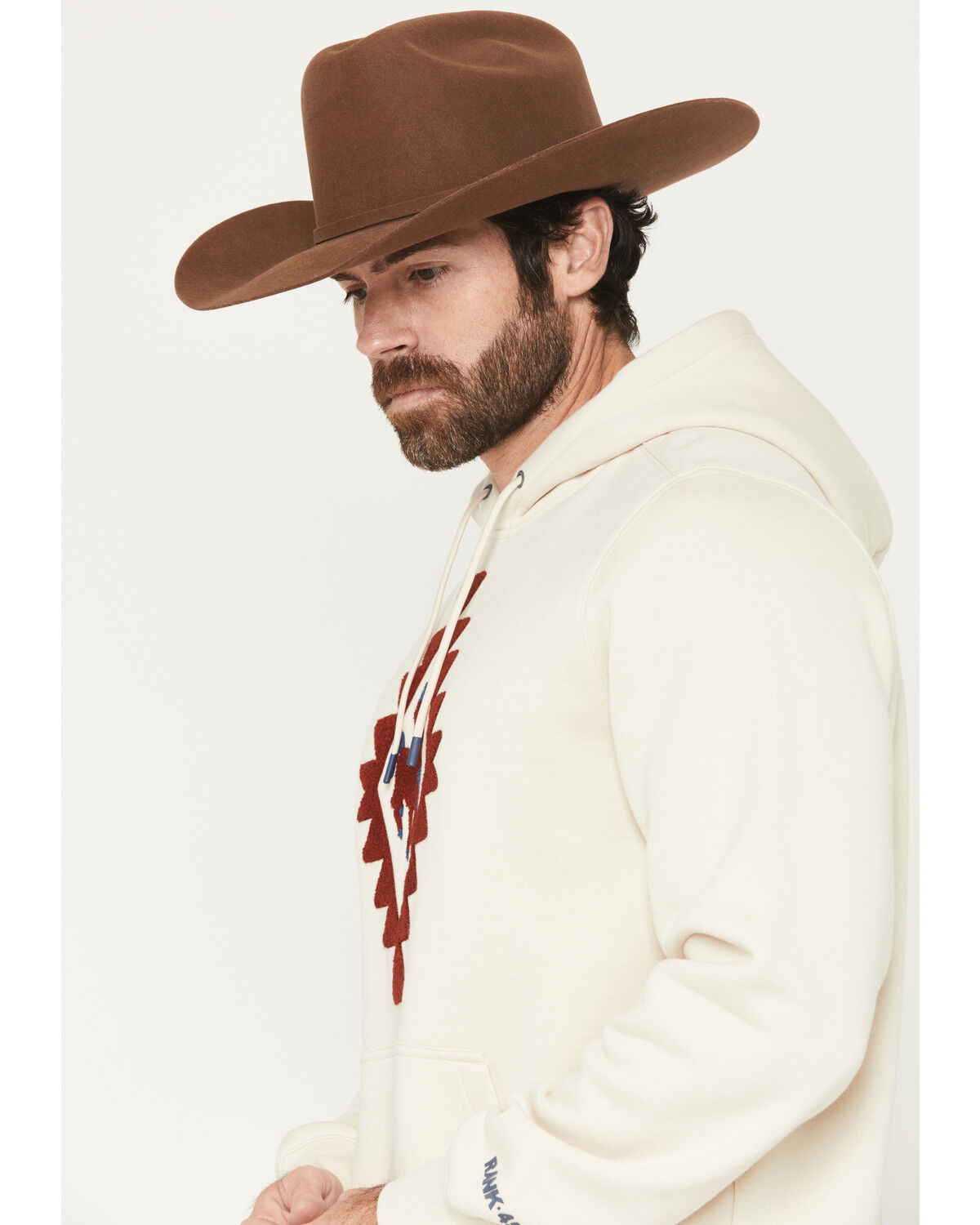 Image #2 - RANK 45® Men's Bono Embroidered Hooded Sweatshirt, Cream, hi-res