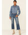 Stetson Women's Denim Embroidered Long Sleeve Button-Down Western Shirt , Blue, hi-res