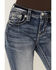 Image #4 - Miss Me Women's Medium Wash Mid Rise Floral Yoke 34" Bootcut Stretch Denim Jeans, Medium Wash, hi-res