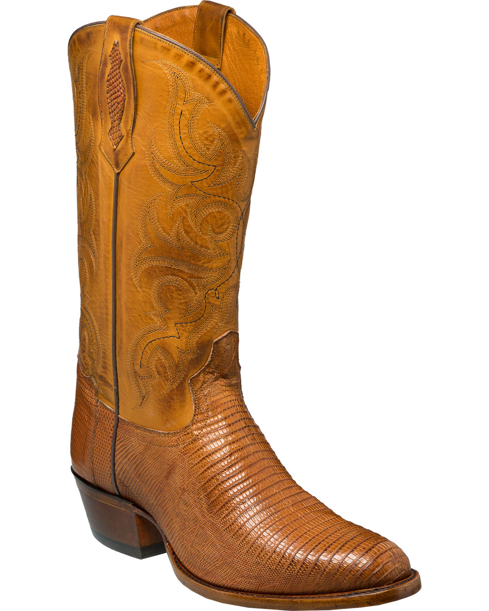 Product Name Tony Lama Men s Nacogdoches Brandy Teju Lizard Cowboy Boots Medium Toe