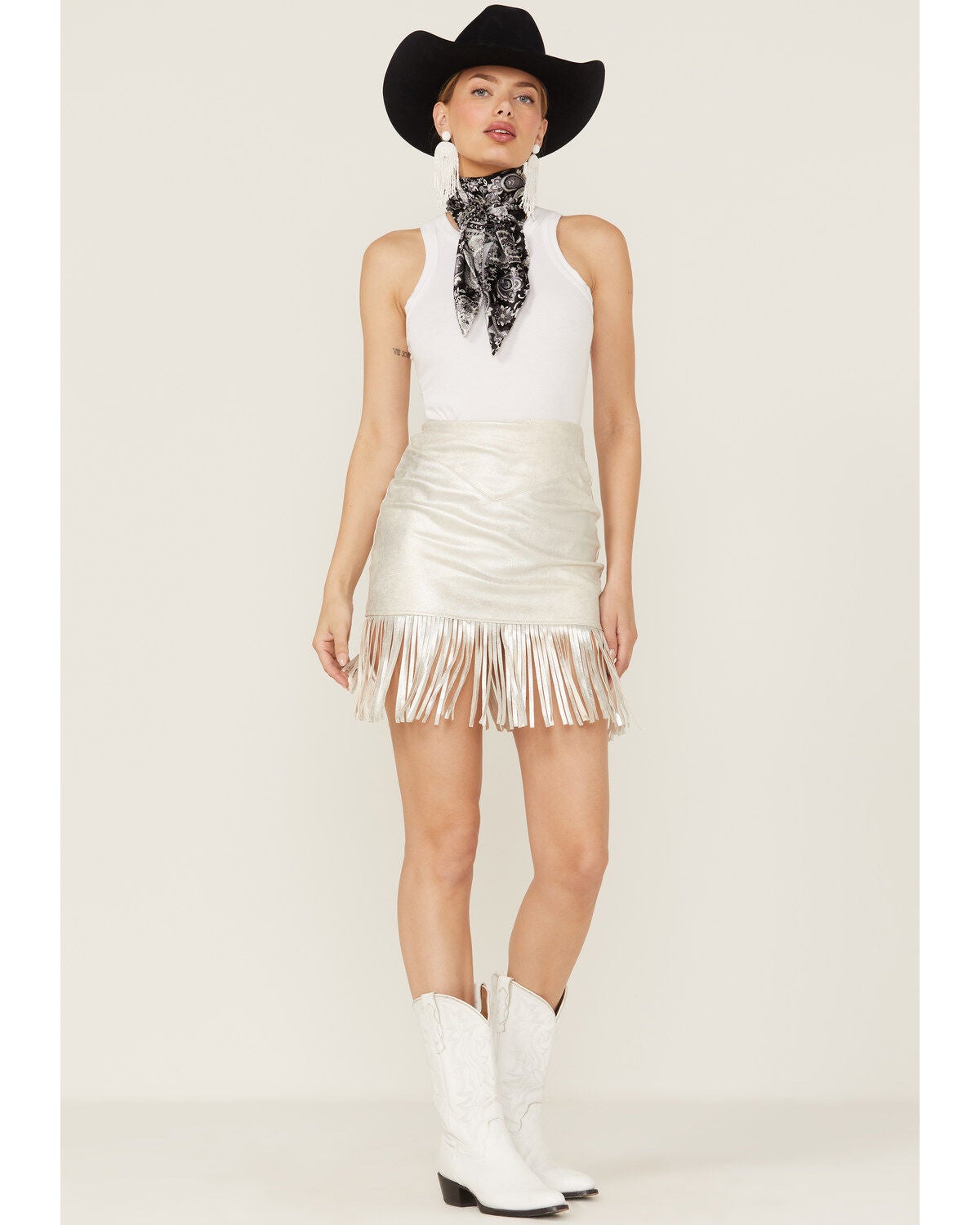 Faux Suede Silver Fringe Skirt | Boot Barn